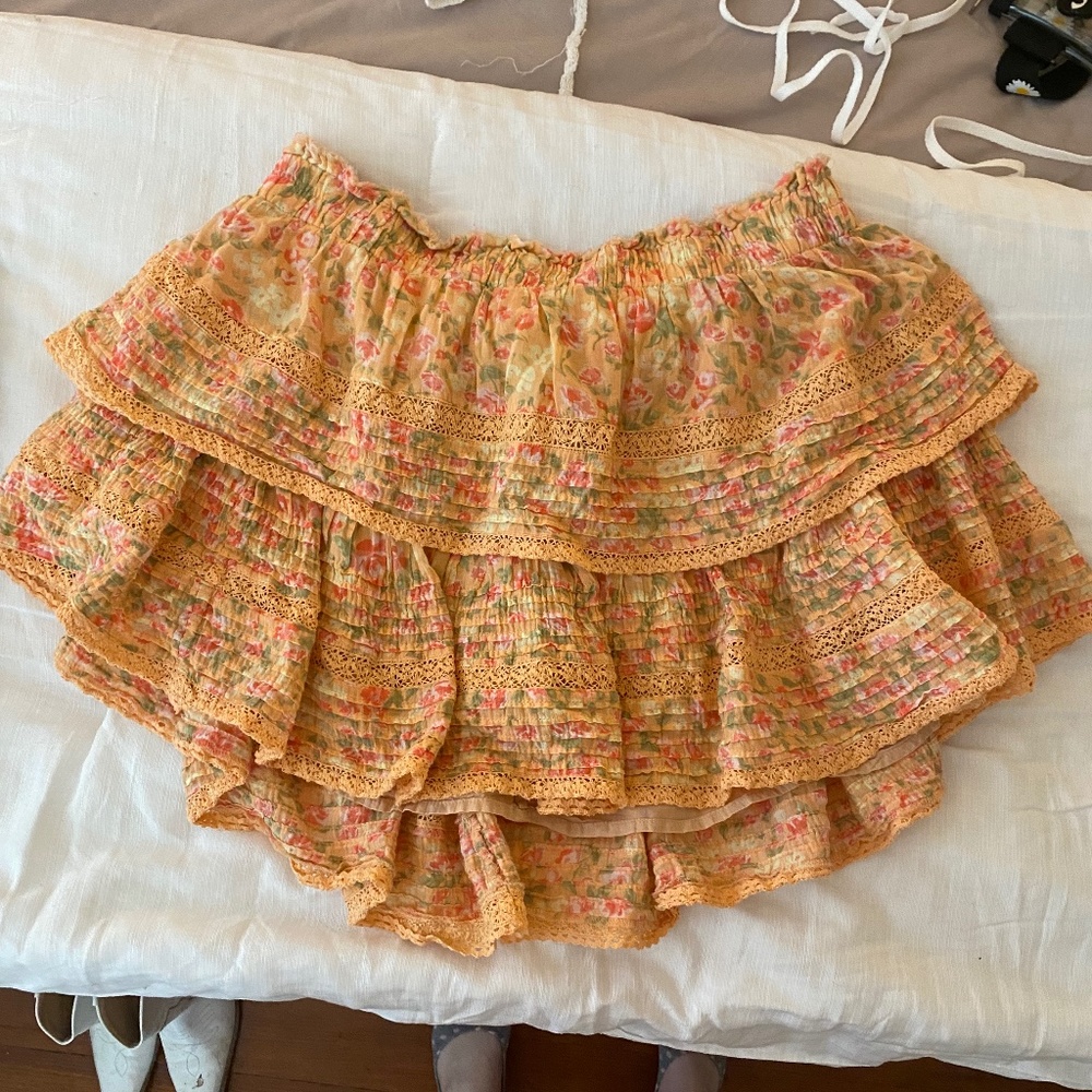 Aerie Rock n Ruffle Skirt: Orange Floral XL ✨
